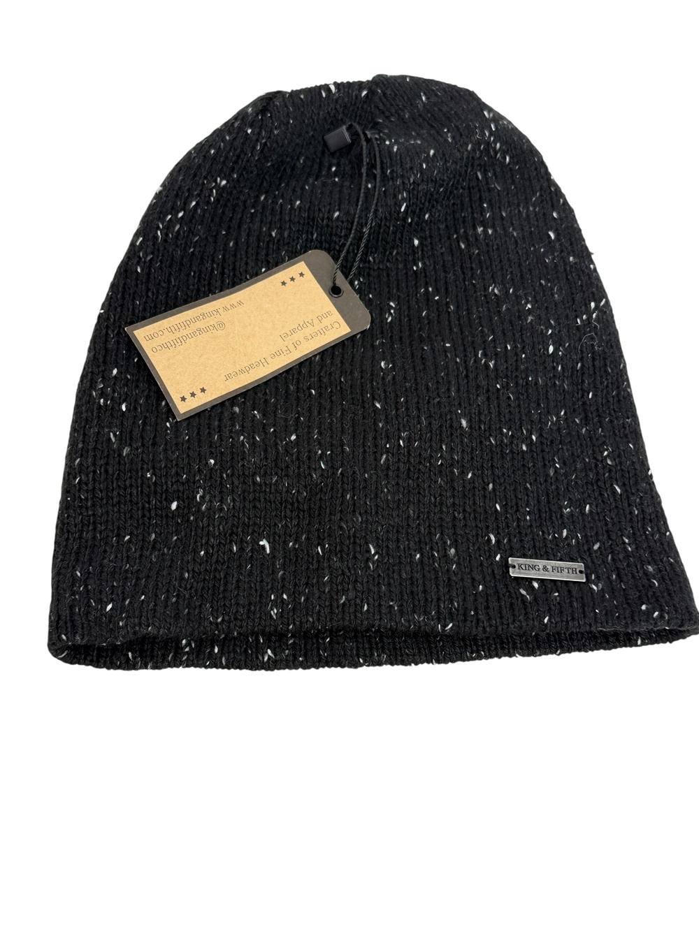 King & Fifth Beanie Hat Mens One Size Black Speckled Knit Acrylic Winter